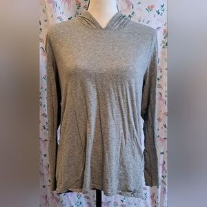 Vintage Armani Exchange AX Grey Neutral Casual Long Sleeve Hoodie Shirt Top SZ M